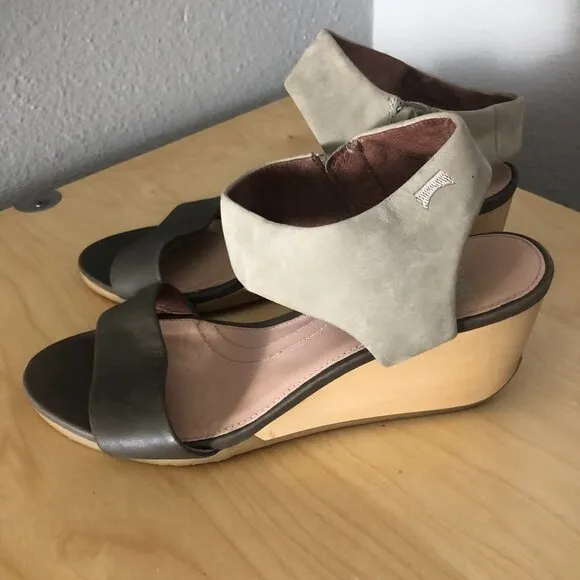 Camper Laura Leather Wedge Sandals