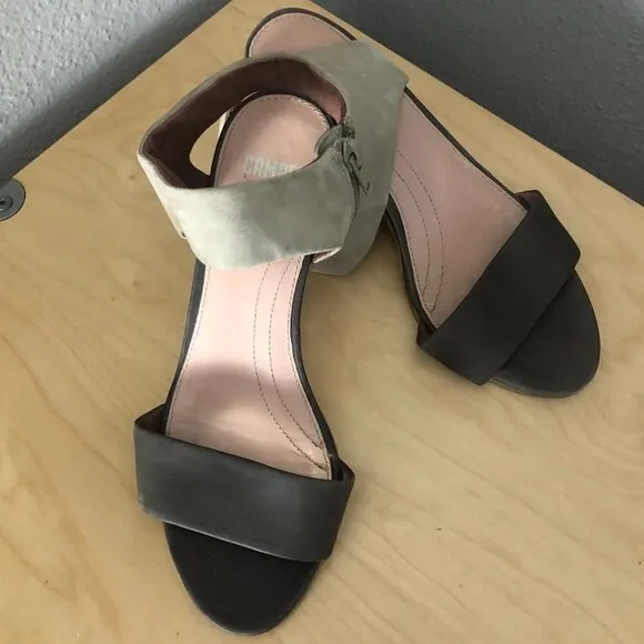 Camper Laura Leather Wedge Sandals