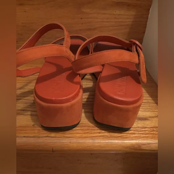 Camper Misia Platform Sandal Nubuck Suede Medium Red Orange EU 40 US10