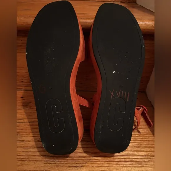 Camper Misia Platform Sandal Nubuck Suede Medium Red Orange EU 40 US10