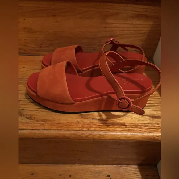 Camper Misia Platform Sandal Nubuck Suede Medium Red Orange EU 40 US10
