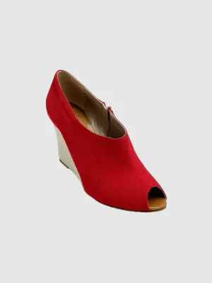 Canvas Peep Toe Wedges - Size 39