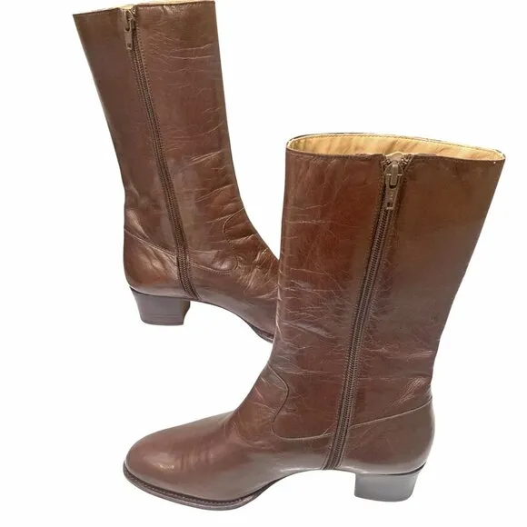Carmina Albaladejo‎ Shoemakers Leather Zip Mid Calf Boot