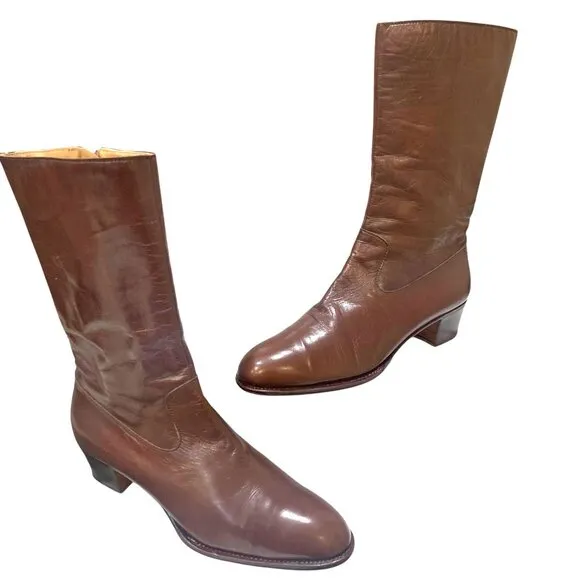 Carmina Albaladejo‎ Shoemakers Leather Zip Mid Calf Boot