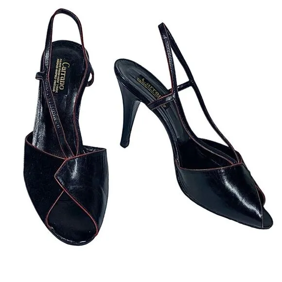 Carrano Women’s Sling Back Heels Suede/Leather EU 38.5 US 7.5 Made In Italy