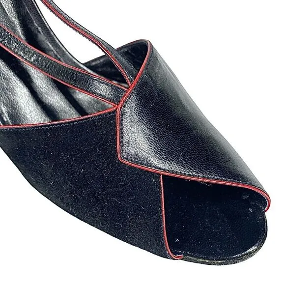 Carrano Women’s Sling Back Heels Suede/Leather EU 38.5 US 7.5 Made In Italy