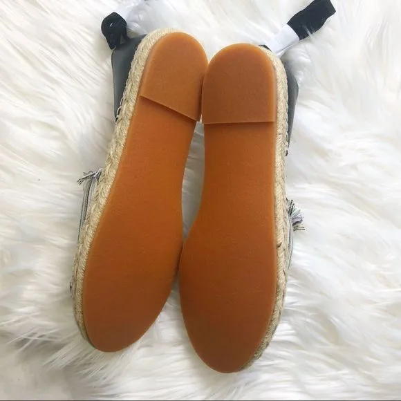 CASLON “Cap Toe” Striped Ankle Tie Espadrilles Sandals