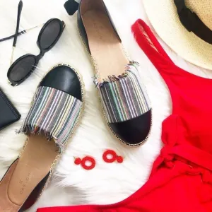 CASLON “Cap Toe” Striped Ankle Tie Espadrilles Sandals