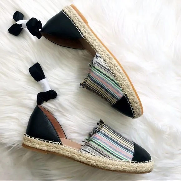 CASLON “Cap Toe” Striped Ankle Tie Espadrilles Sandals