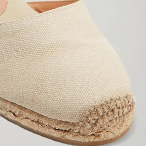 CASTAÑER Carina 80 Canvas Wedge Espadrilles in Ecru Size US 10 EU 41