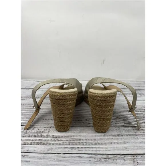 Castaner Womens Sling‎ Back Open Toe Espadrille Wedge Sandals Gold Size 39 8