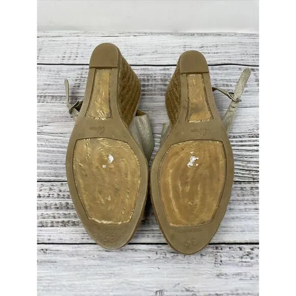 Castaner Womens Sling‎ Back Open Toe Espadrille Wedge Sandals Gold Size 39 8