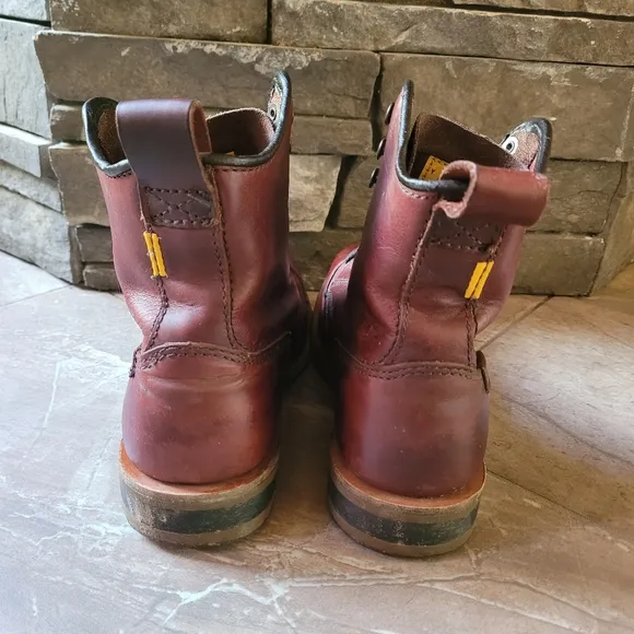 Caterpillar Mens Boots 7.5 M Orson Burgun Leather P716725 Mid Calf Lace Up Work