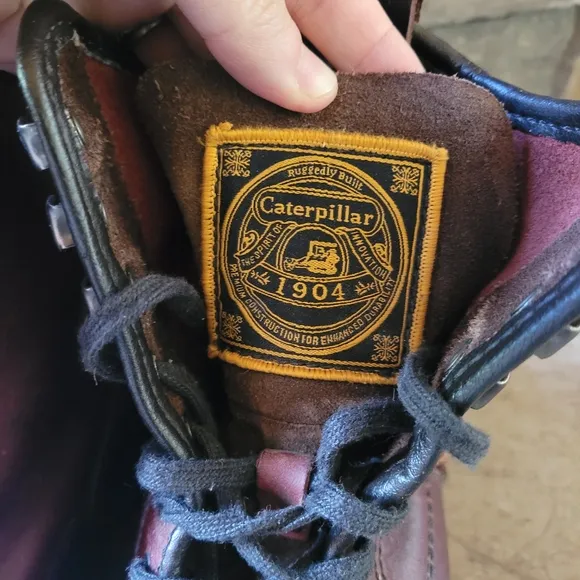 Caterpillar Mens Boots 7.5 M Orson Burgun Leather P716725 Mid Calf Lace Up Work
