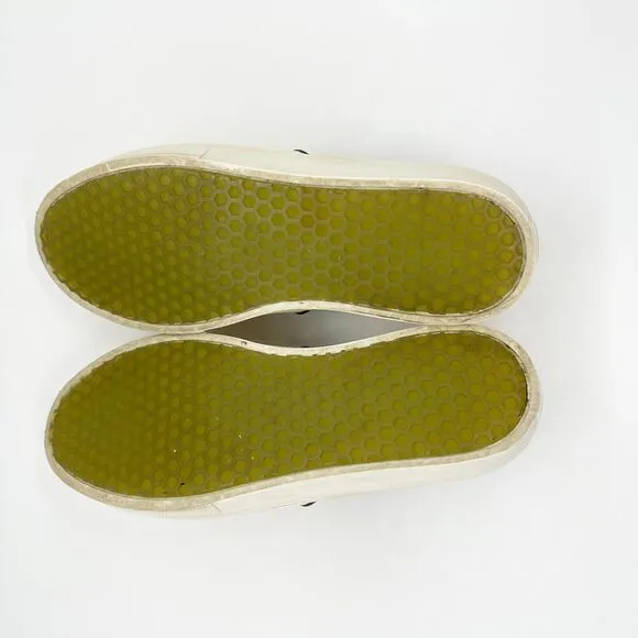 Celine Patent Leather Slip On Sneaker Womens Size 38 Off White Cream Rubber Sole