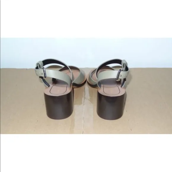 CELINE SAGE GREEN SIDE SANDAL CALFSKIN LEATHER SANDALS 55 SIZE 39