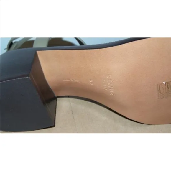 CELINE SAGE GREEN SIDE SANDAL CALFSKIN LEATHER SANDALS 55 SIZE 39