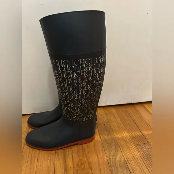 CH Carolina Herrera navy blue CH logo rain boots EU39 brand new without tag/box
