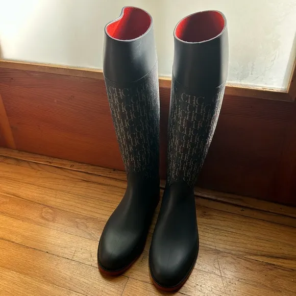 CH Carolina Herrera navy blue CH logo rain boots EU39 brand new without tag/box
