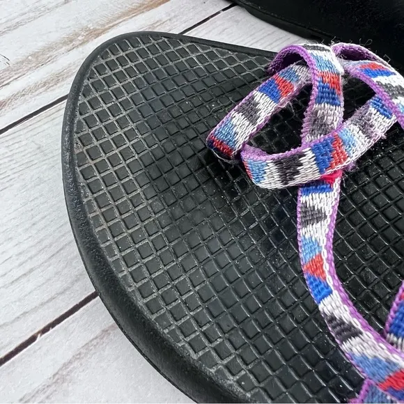 Chaco Smokey The Bear Sandals in Purple Orange and White size 8