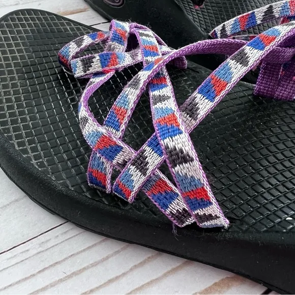 Chaco Smokey The Bear Sandals in Purple Orange and White size 8