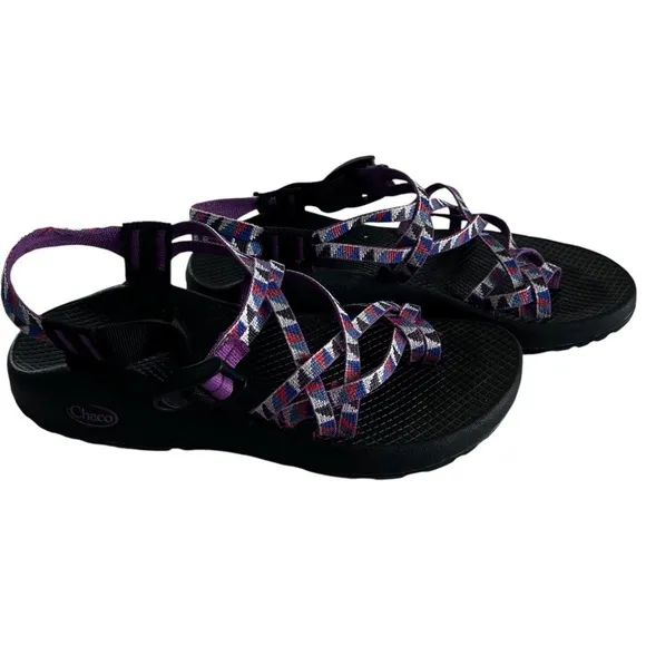 Chaco Smokey The Bear Sandals in Purple Orange and White size 8