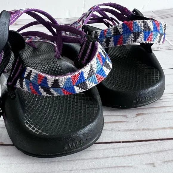 Chaco Smokey The Bear Sandals in Purple Orange and White size 8