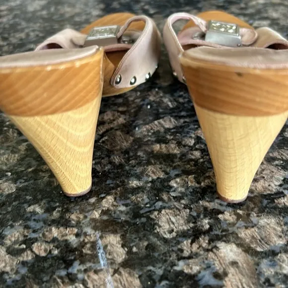 CHANEL WOODEN PLATFORM MULE CLOG SANDALS SIZE 36