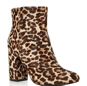 𝅺charles David Leopard Print Calf Hair Ankle Boots NWOB 7.5