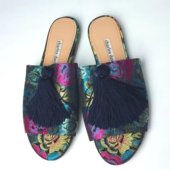 Charles David Sashay Sandal w/Tassel Colorful Slide Size 7.5