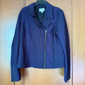 Chaus Purple and Black Knit Moto Jacket with Zipper Pulls EUC Sz 6 Reptile Print