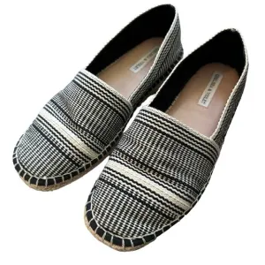 Chelsea &amp; Violet | Size 8 Espadrilles Round Toe Cream and Black Canvas Woven