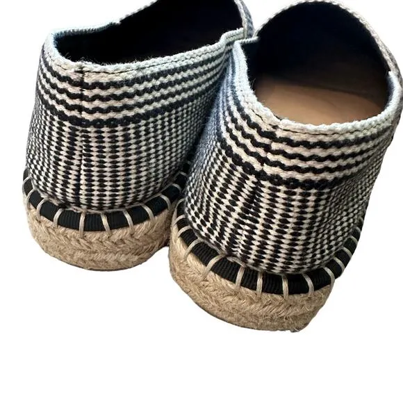 Chelsea &amp; Violet | Size 8 Espadrilles Round Toe Cream and Black Canvas Woven