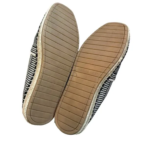 Chelsea &amp; Violet | Size 8 Espadrilles Round Toe Cream and Black Canvas Woven