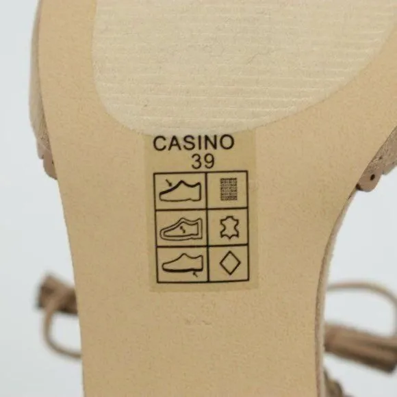 Chelsea Crew Casino Women's Size 39 Tan Vegan Suede Tie Closure Heeled Sandals