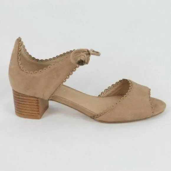 Chelsea Crew Casino Women's Size 39 Tan Vegan Suede Tie Closure Heeled Sandals