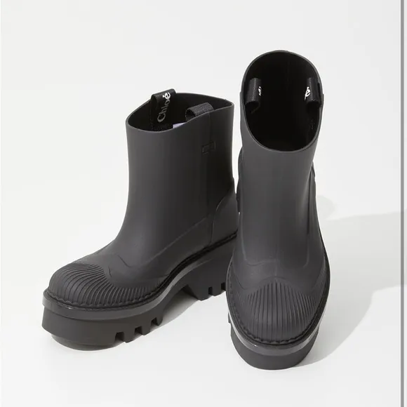 Chloé Black Chunky Ankle Rain Boots