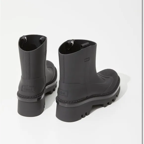 Chloé Black Chunky Ankle Rain Boots