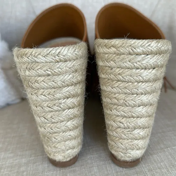Chloe Estel Leather Fringe Platform Sandals Wedge Espadrilles