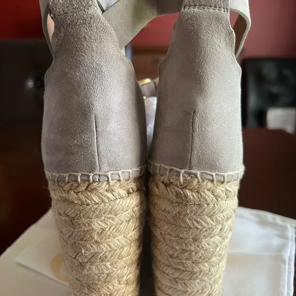 Chloe Lauren Espadrille Suede Wedge in Grey