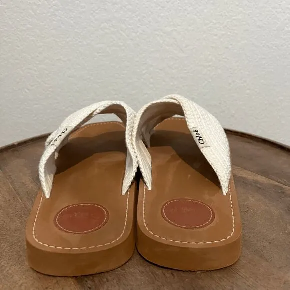 Chloe White Crochet Woody Flat Criss-Cross Strap Sandals Women's Size 42 US 12