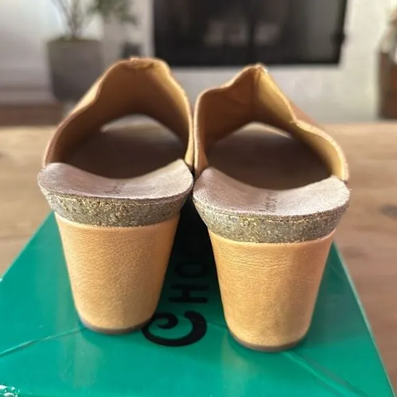 Chocolat Blu Elden Wedge Mule - Camel Color Leather Womens Size 39 EU/ 8-8.5/US