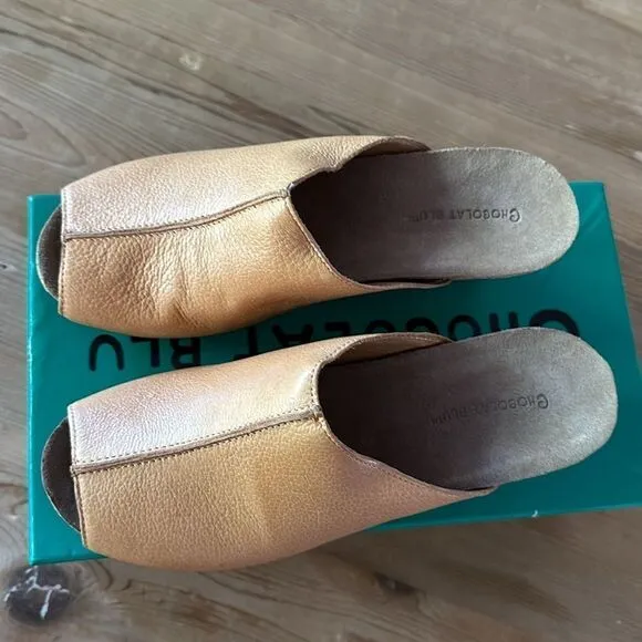 Chocolat Blu Elden Wedge Mule - Camel Color Leather Womens Size 39 EU/ 8-8.5/US
