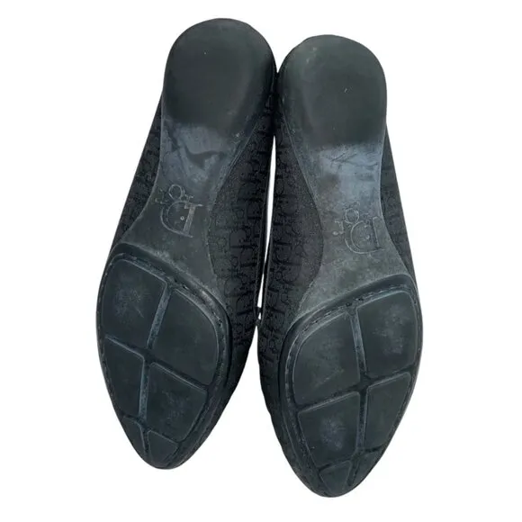 Christian Dior black Logo print Silver bar driving moccasin loafers 37 7