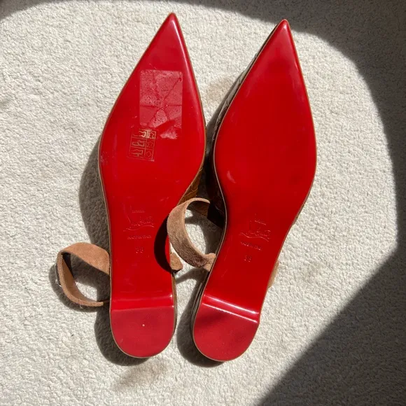 Christian Louboutin CHOC LOCK Croc Embossed Leather Flat Mule Sandals Sh…