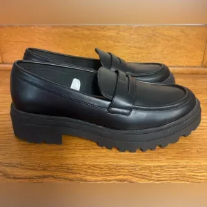 Chunky Lug Sole Penny Loafers Womens Size 10 Black Platform Y2K Goth Prep New