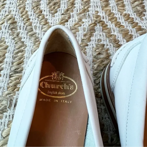 Church’s Sally Leather Loafers Moccasins White Size 38