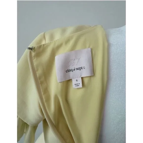 Cinq a Sept Pleated Ruffle Light Yellow Mini Dress Sz 6