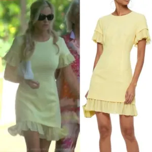 Cinq a Sept Pleated Ruffle Light Yellow Mini Dress Sz 6