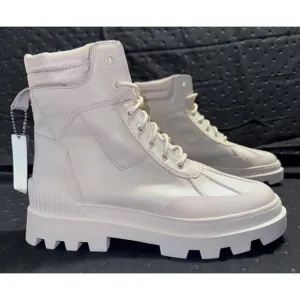 Circus By Sam Edelman Womens Cream Ankle Boots Size 9.5 With Chunky Sole &amp; Lace-